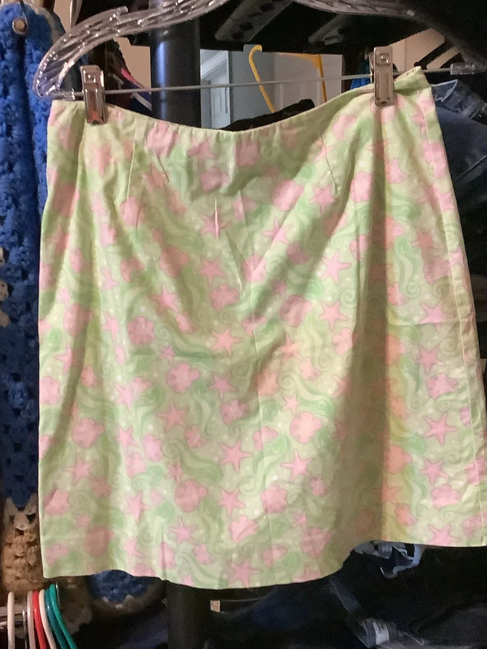 Vineyard Vines Pink & Light Green Starfish Pattern Midi Skirt